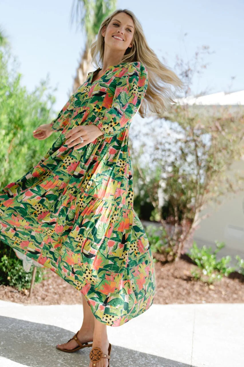 Long Sleeve Jenny Maxi Dress - Tropical Mirage