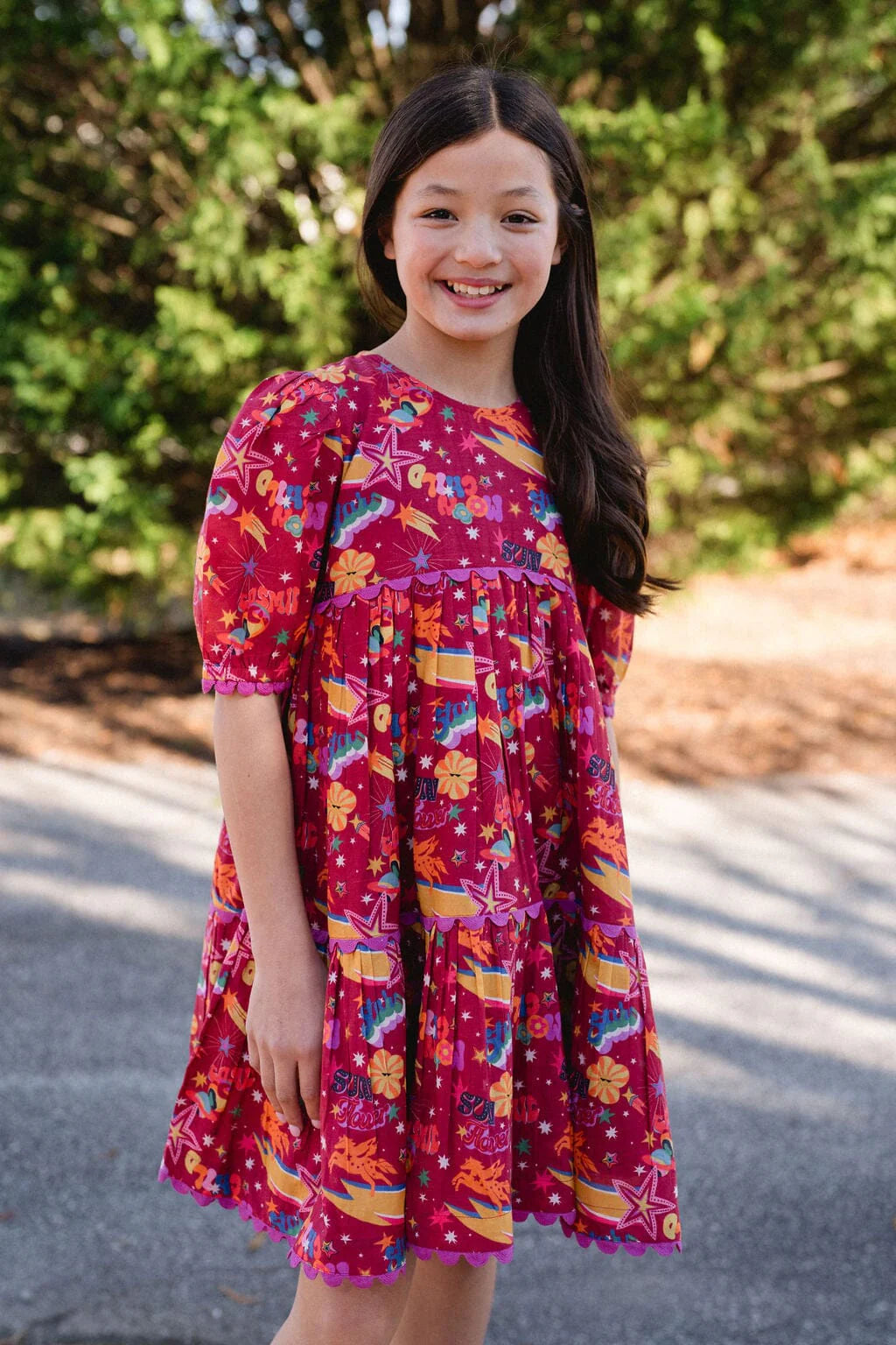Girls Quinn Dress - Cosmic Burgundy - final sale