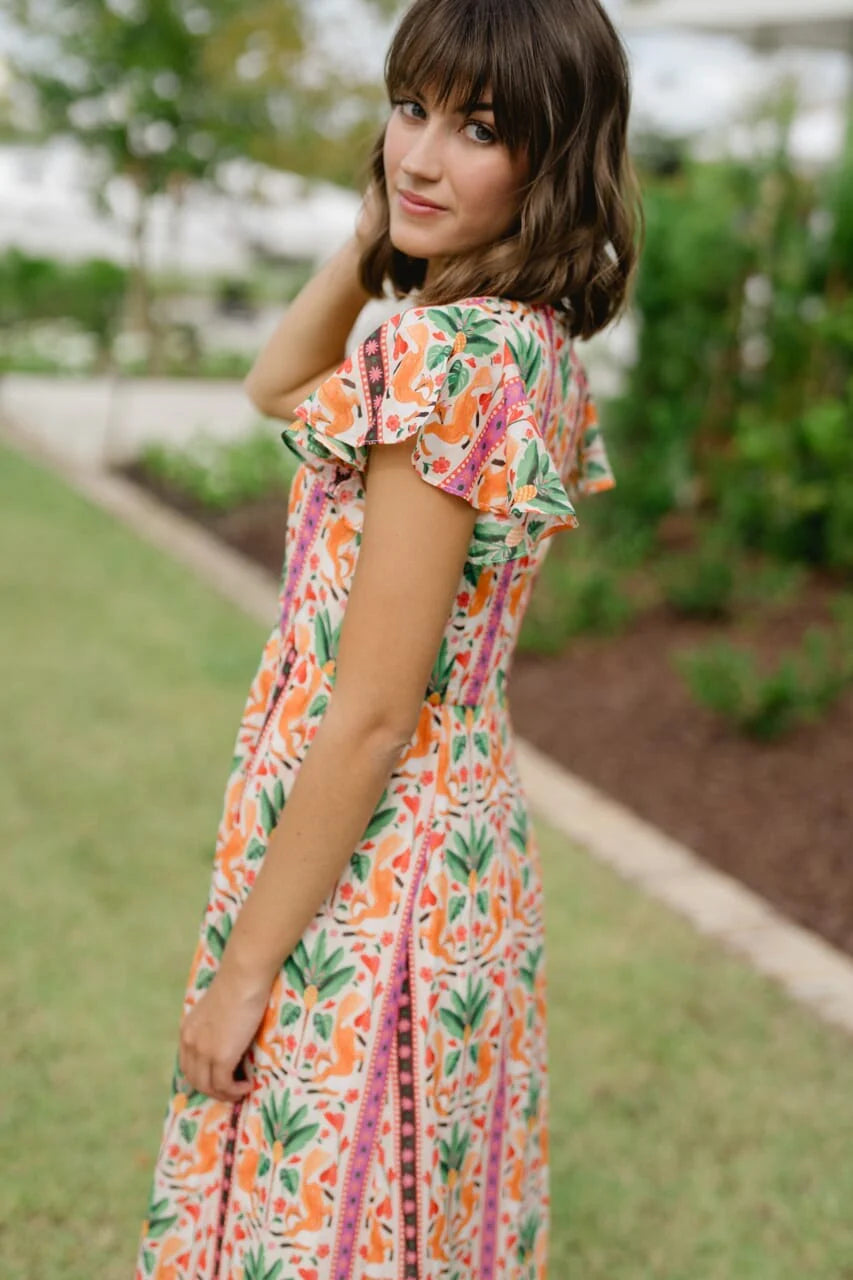 Lydia Flutter Sleeve Maxi Dress