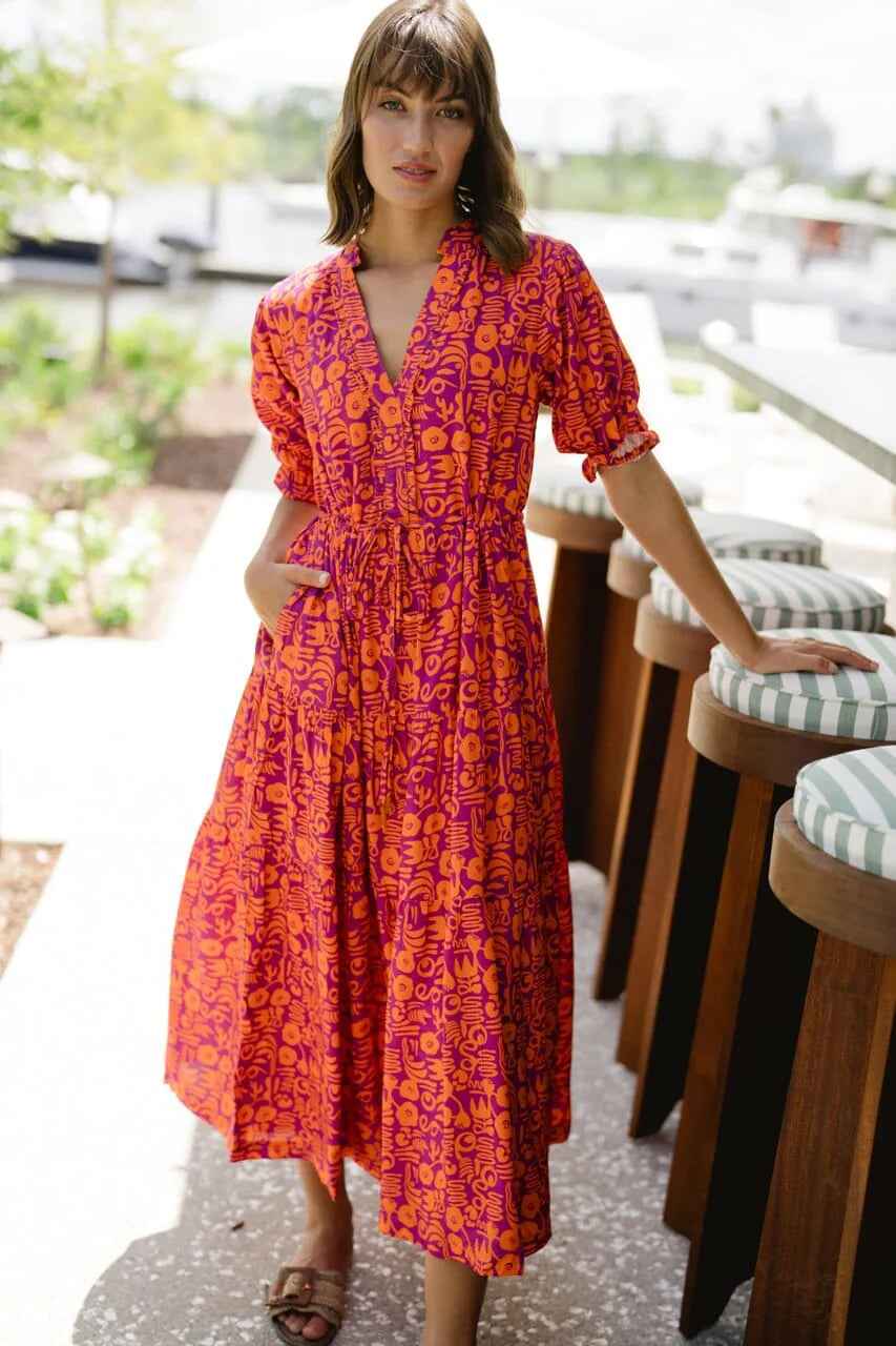 Kayley Midi Dress - Abstract Floral