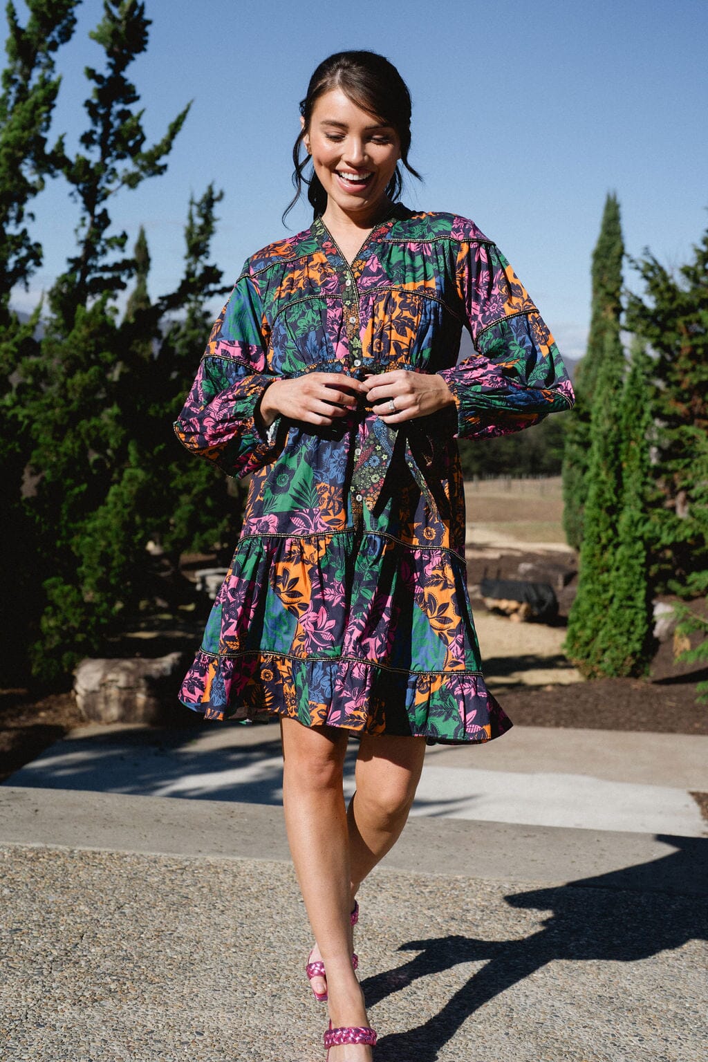 Delaney Colorblock Floral Dress - final sale