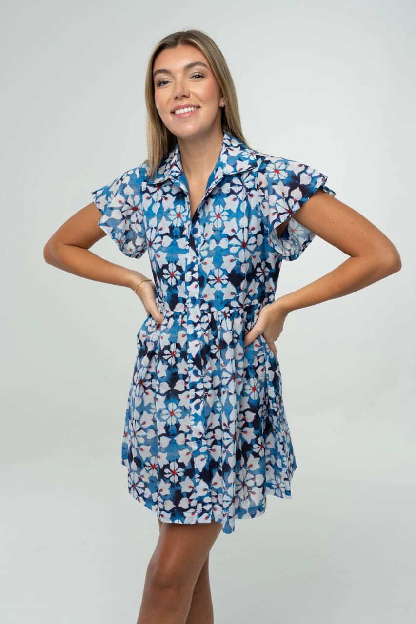 Frenchi Mini Gameday Dress- Red & Blue