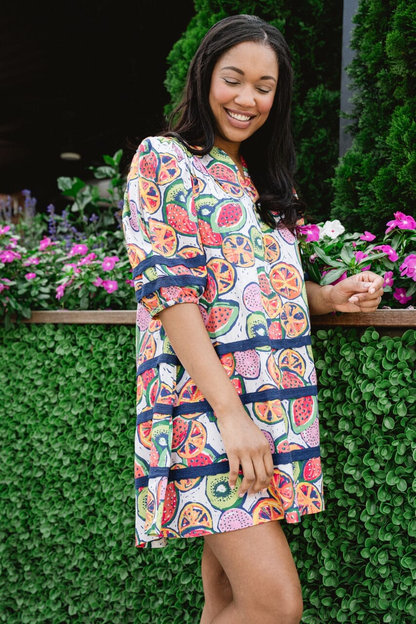 Puff Sleeve Dress- Fruit Cup