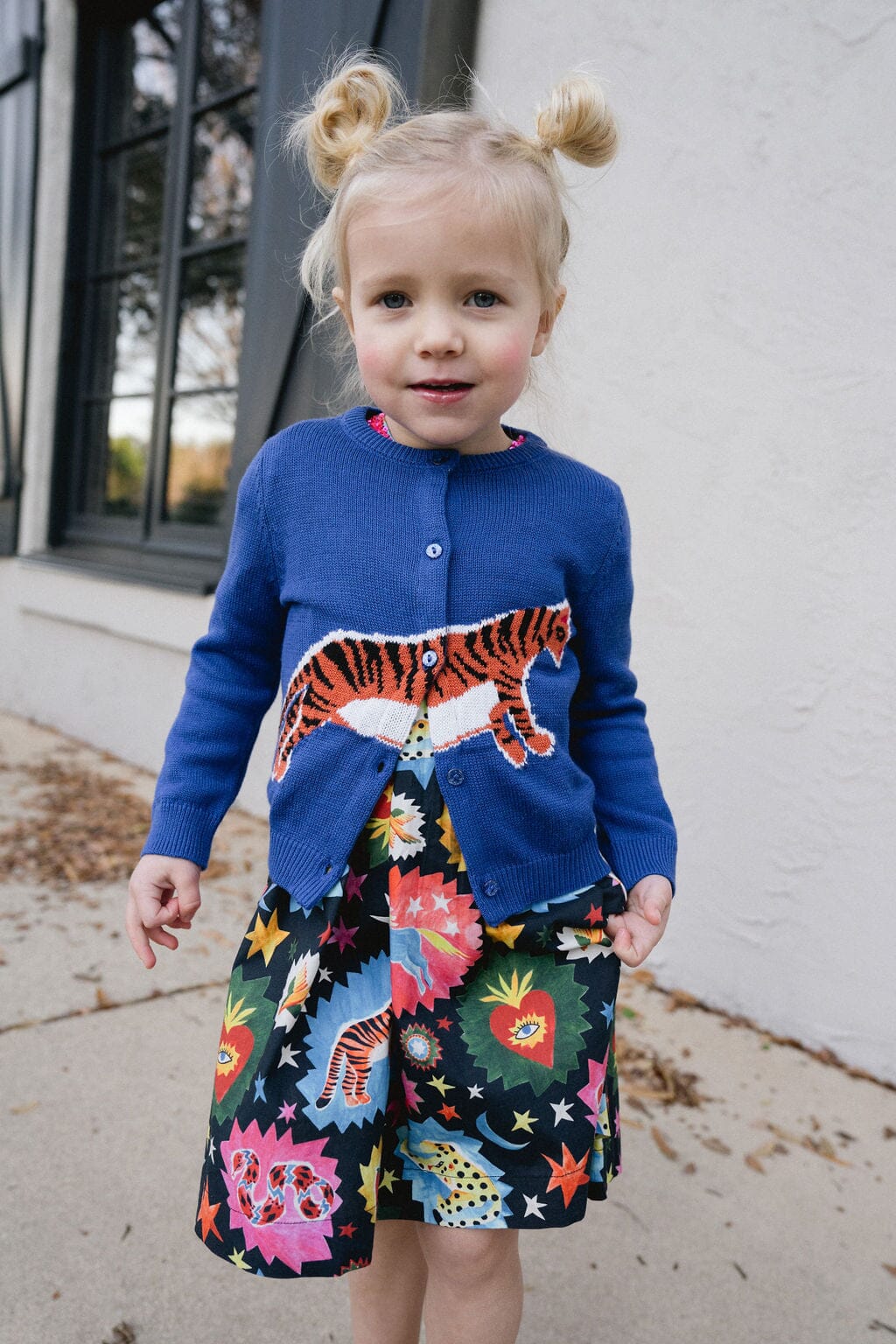 Girls Evelyn Cardigan- Tiger