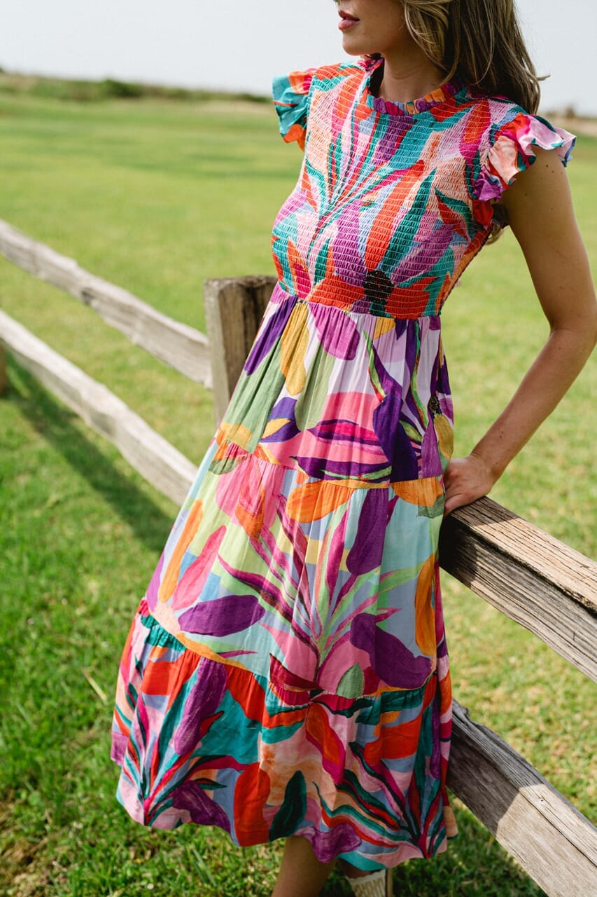 Lilliana Floral Smocked Midi Dress