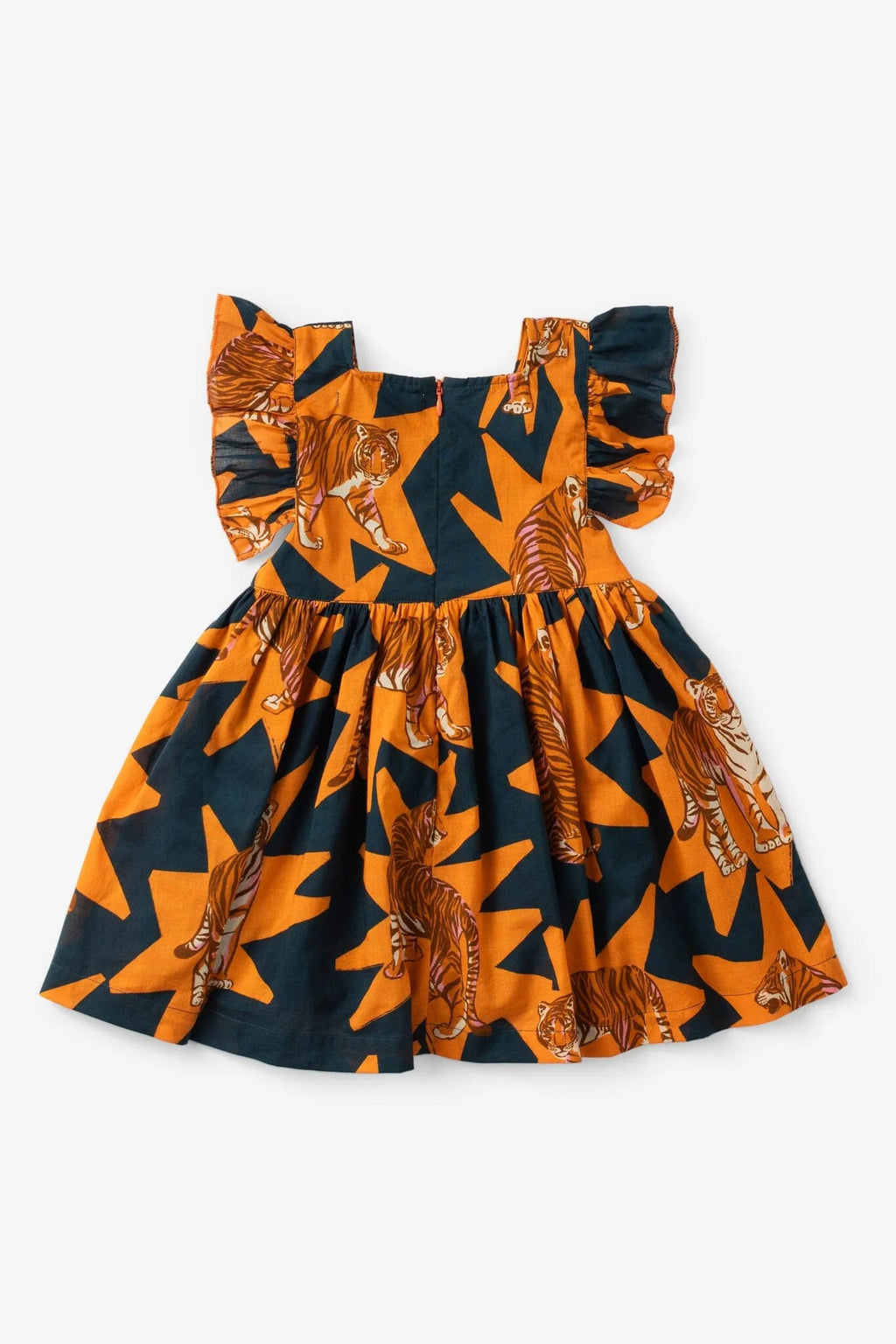 Girls Maya Flutter Sleeve Dress - Tiger Print - final sale