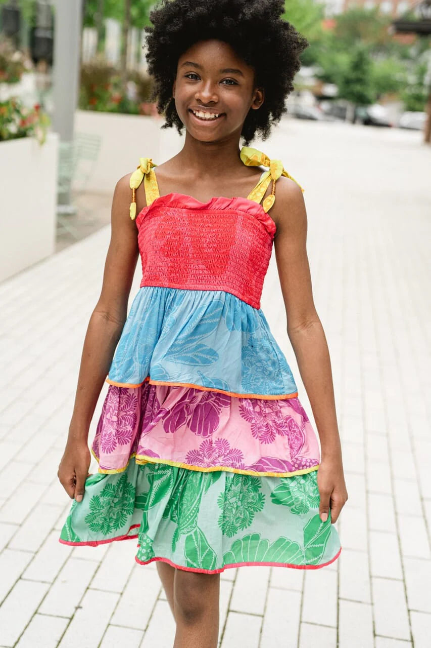 Girls Kelley Tiered Rainbow Dress - final sale