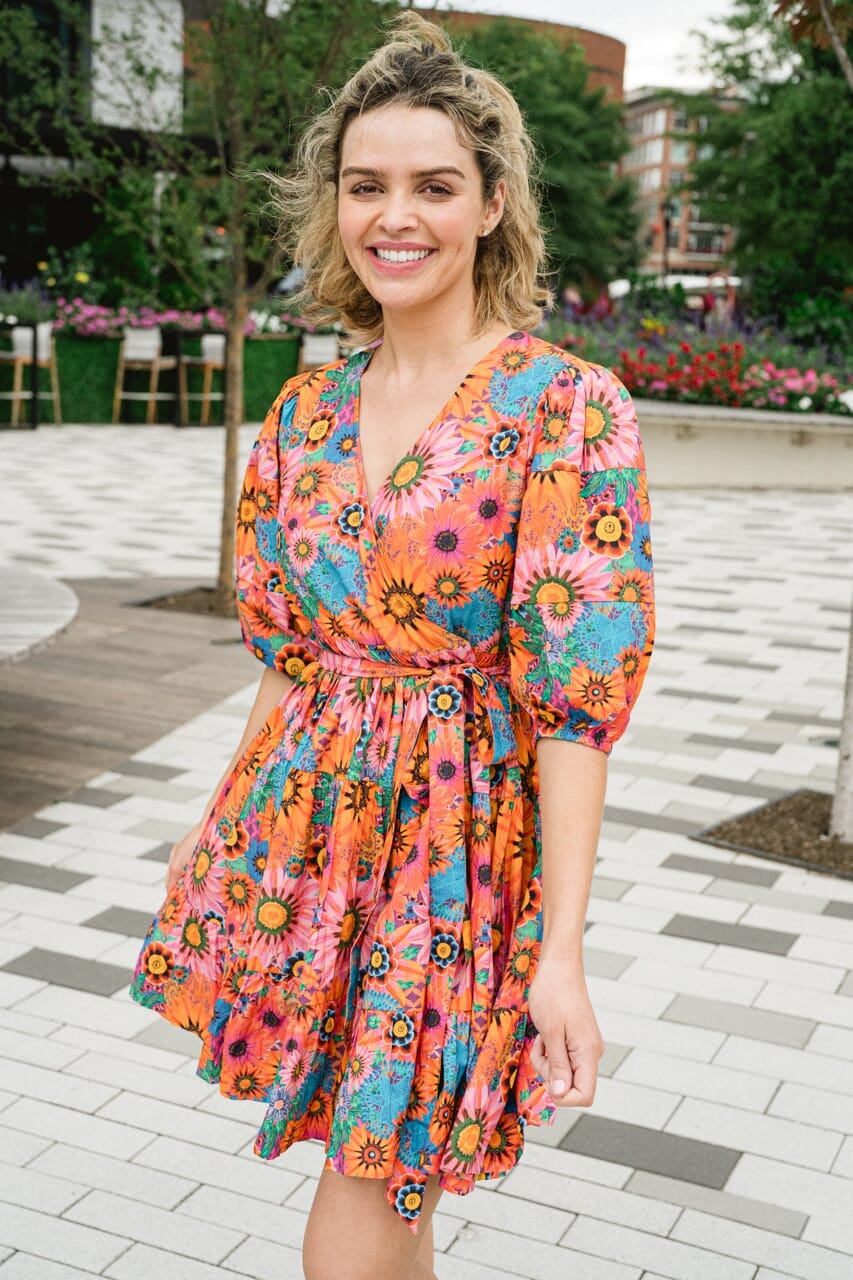 Chloe Mini Wrap Dress- Floral Bouquet - final sale