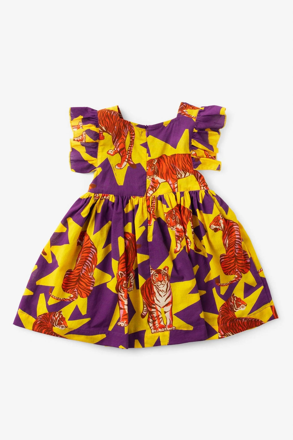 Girls Maya Flutter Sleeve Dress - Tiger Print - final sale