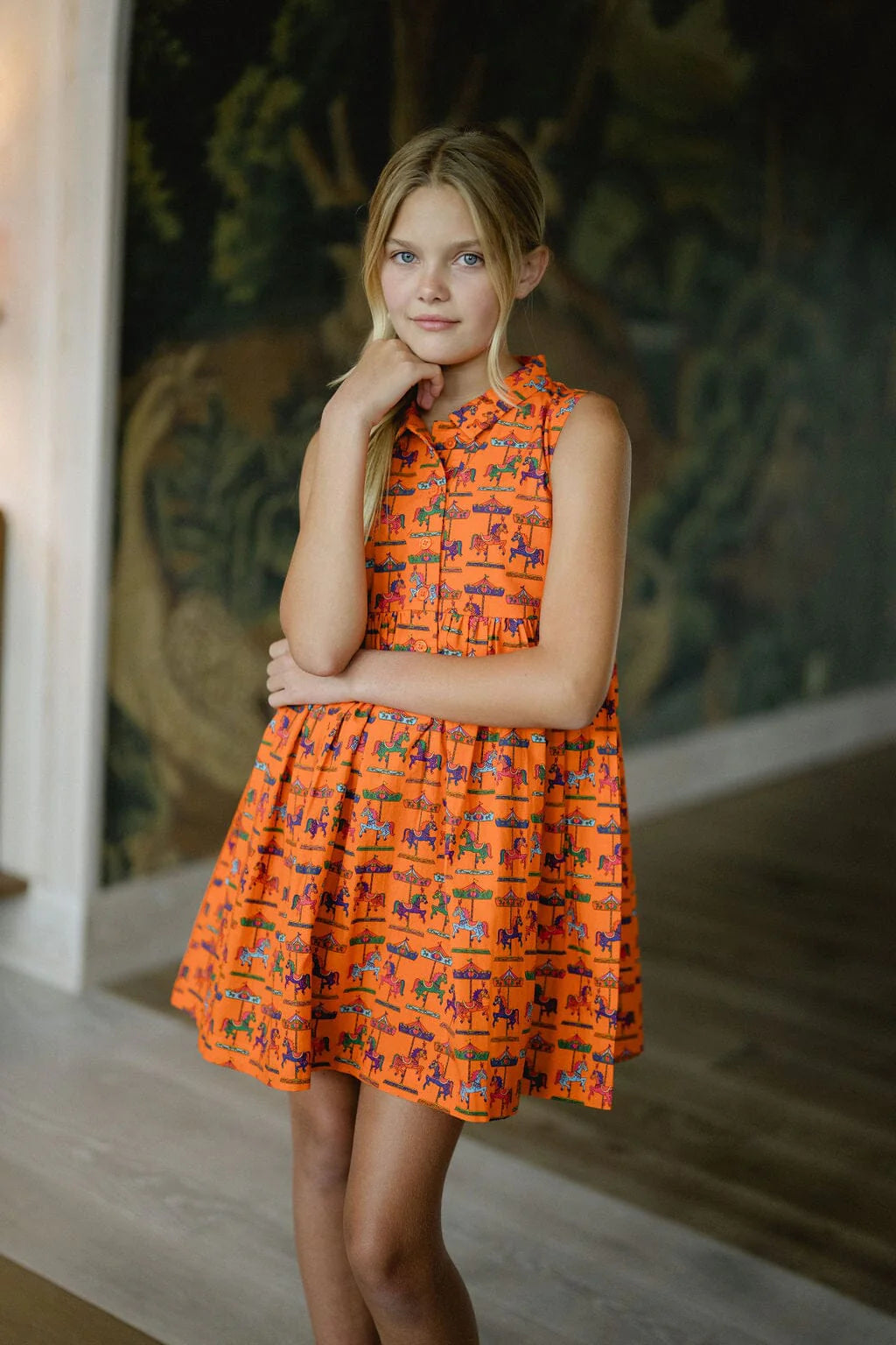 Girls Rachel Dress- Vibrant Orange