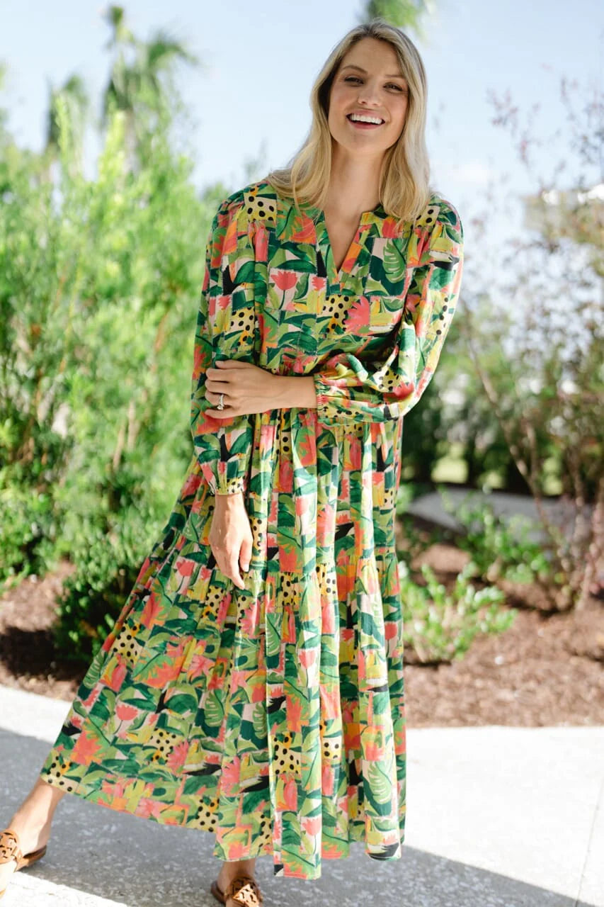 Long Sleeve Jenny Maxi Dress - Tropical Mirage